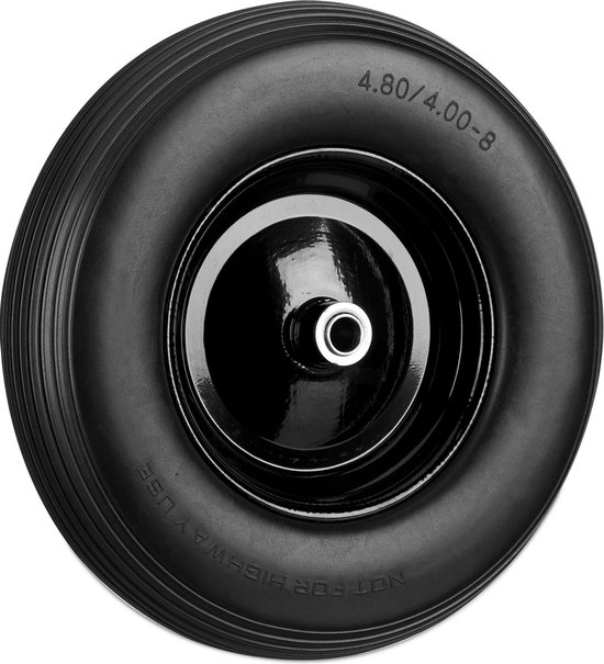 Relaxdays kruiwagenwiel 4.80 4.00-8 - rubberband - stalen velg - tot 100 kg - antilek - zwart van Relaxdays