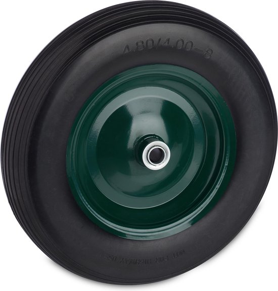 Relaxdays kruiwagenwiel 4.80 4.00-8 - rubberband - stalen velg - tot 120 kg - zwart-groen van Relaxdays