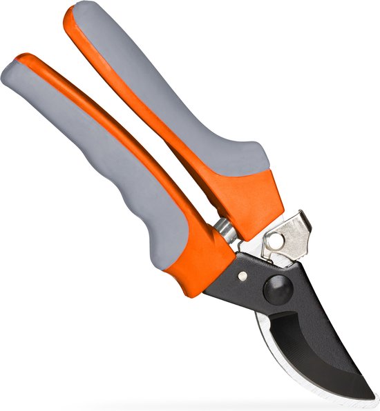 Relaxdays snoeischaar - bypass - 10 mm snijdikte - voor verse takken - tweezijdig gebruik - grijs-oranje van Relaxdays