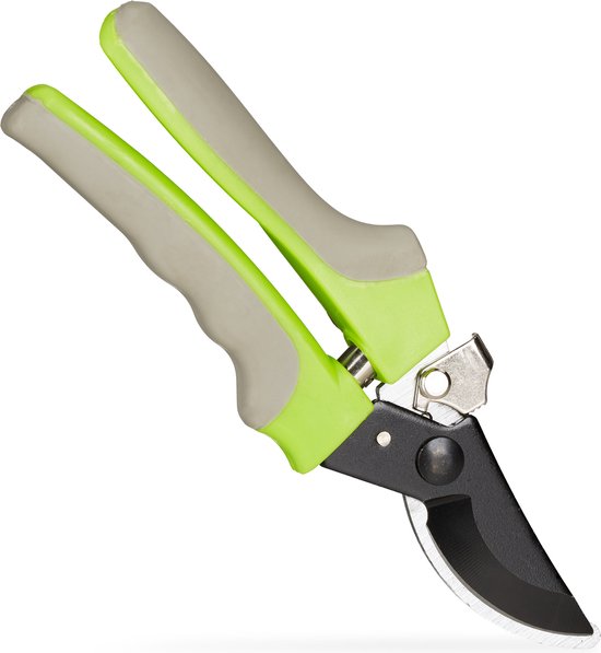 Relaxdays snoeischaar staal - scherp - voor fruitbomen - 23 cm lang - universeel - groen-grijs van Relaxdays