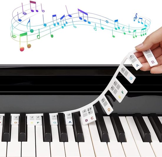 Removable Stickers voor Piano Keyboard - Note 88/61 Keyboard - Silica gel - Removable Note Tags - Sleutels voor Kinderen - Beginners - Leren Piano van Merkloos	