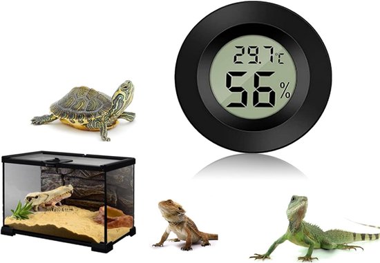 Reptile LCD, Temperature Gauge for Reptile Reptile LCD Hygrometer Mini LCD Reptile Reptile for Lizard Box [black] van Zacfton
