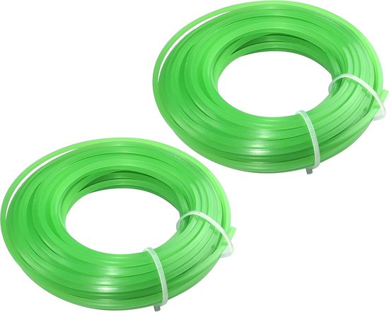 Reserve spoelen set - Trimmer koord - Gazon onderhoud - Vierkante doorsnede - 26 mm x 10 m - Groen