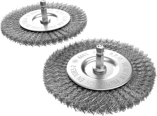 Reserveborstels voegenreiniger - Metalen staaldraad - Onkruid verwijderen - Snelsluitopname - 2 stuks 100 mm - Metaal