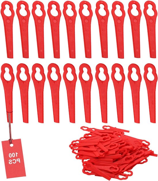 Reservemaaier Mesjes - Grastrimmer Bladen - Gazon Onderhoud - Kunststof Materiaal - 100 stuks - Rood