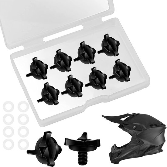 Reserveschroeven voor motorhelm - vizierschroeven - schroevenset voor motorhelmen - afneembare motorhelmschroeven - 8 stuks motorhelm schroeven met 1 kunststof doos - zwart van Merkloos	