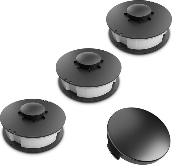 Reservespoelset - grastrimmer accessoires - 3 x dubbele draadspoel - 14 mm nylondraad - 1 x spoelafdekking - geschikt voor Einhell elektrische grastrimmer CG-ET 4530 van Poweka