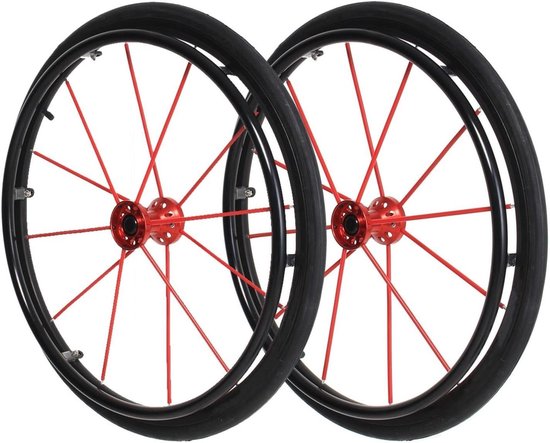 Reservewiel Set - Rolstoel Wielen - Dagelijks Gebruik - Snelwissel Systeem - 24x1 Inch - Rood