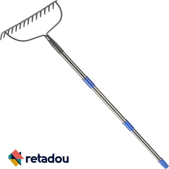 Retadou - Robuuste hark met 14 tanden, metalen hark voor het tuinieren met stelen van 152 cm van Retadou