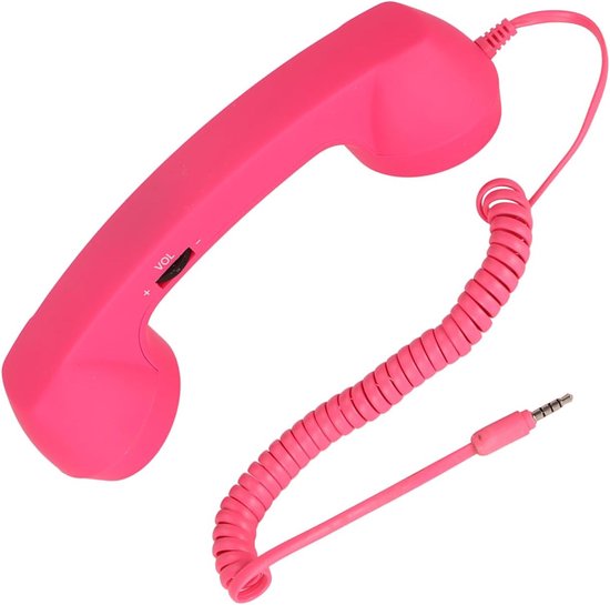 Retro 3,5 Mm Telefoonhoorn - Stralingsbestendige Mobiele Telefoonontvanger - Microfoon Microfoonluidspreker - Vintage Telefoonhoorn voor Mobiele Telefoon Smartphone met USB C - PINKS van Merkloos	