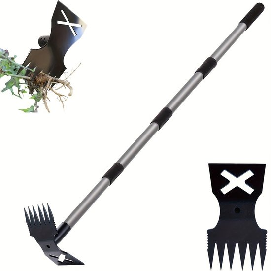 REWYTAZ-Onkruidverwijderaar met lange steel - 160cm handmatige onkruidverwijderaar, 2-in-1 handslinger onkruidhark en tuinschoffel voor tuinieren, zwaar onkruidverwijderaar voor tuin, gazon, terras en moestuin van Merkloos	