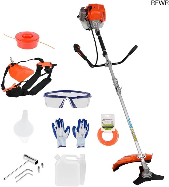 RFWR® 2-in-1 Draadloze Benzine Grastrimmer en Maaier met 3 T-Bladen van Merkloos	