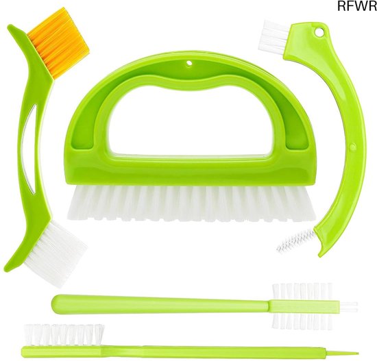RFWR® 5-in-1 Voegenreiniger Set voor Badkamer, Keuken en Huishoudelijke Taken - Inclusief Ergonomische Borstels voor Grondige Reiniging van Tegels en Hoeken van RFWR