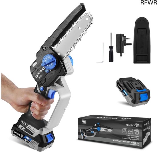RFWR® Draadloze Mini Kettingzaag 15,5 cm - Compacte Elektrische Hand Kettingzaag voor Tuinieren en Hout Snijden van Merkloos	