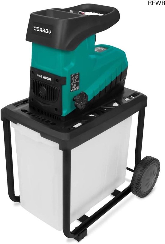 RFWR® Elektrische Tuinhakselaar 2500 W voor Takken tot Ø 45 mm - Stil en Robuust met 60 Liter Opvangzak van Merkloos	