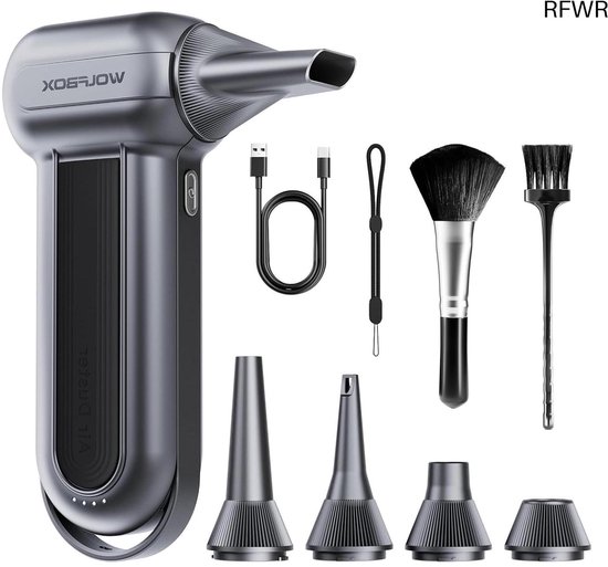 RFWR® Krachtige Draadloze Mini Luchtblazer met 150.000 RPM en 3 Instelbare Snelheden van Merkloos	