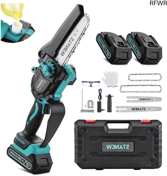 RFWR® Mini-kettingzaag met accu voor tuinieren en houtbewerking - Borstelloze motor, 600W van Merkloos	