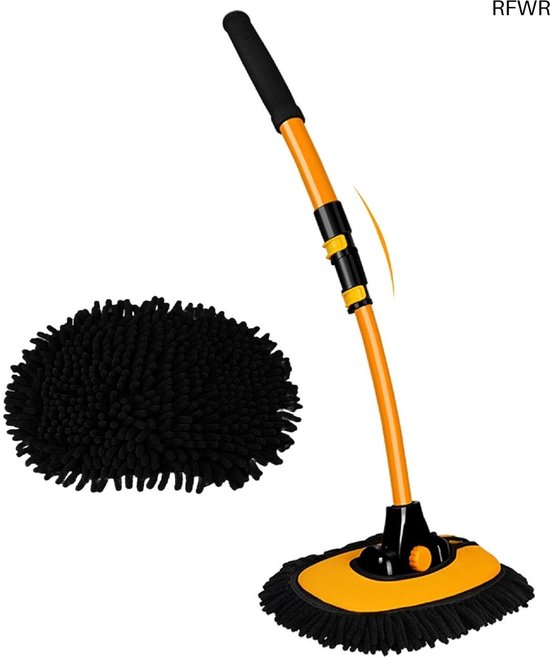 RFWR® Telescopische 15° Gebogen Auto Wasborstel - Aluminium Met Microvezeldoek Voor Efficiënte Reiniging van Merkloos	