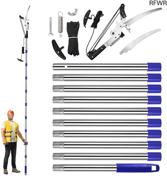 RFWR® Telescopische Takkenschaar met Zaag - Uittrekbaar van 80-400 cm voor Gemakkelijk Snoeien van Merkloos	