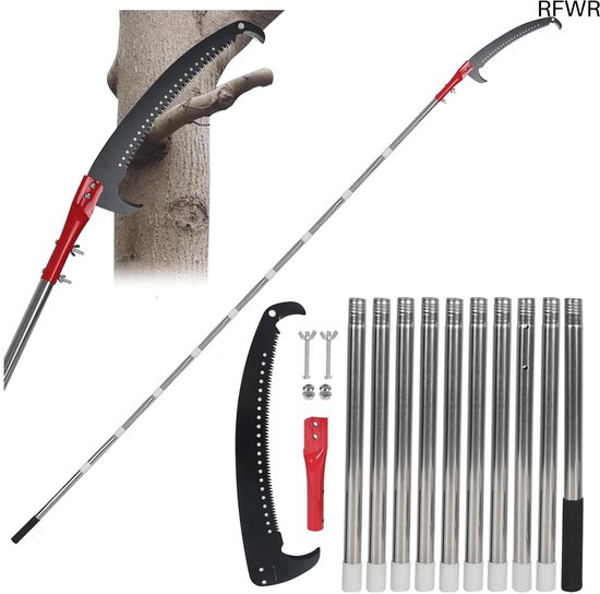 RFWR® Telescopische takkenzaag voor snoeiwerkzaamheden, verstelbare lengte, krachtige tuinzaag met 2 messen van RFWR