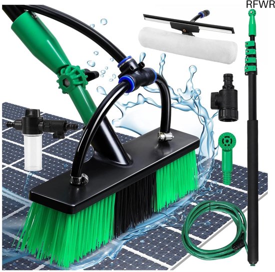 RFWR® Telescopische wasborstel 3,6 m met wateraansluiting voor efficiënte reiniging van ramen en buitenruimtes van Merkloos	