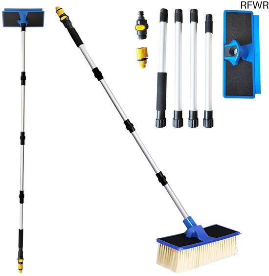 RFWR® Telescopische Wasborstel met Wateraansluiting voor Auto en Vrachtwagen - Ergonomisch en Veelzijdig van Merkloos	