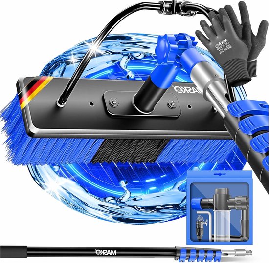 RFWR® Telescopische wasborstel met wateraansluiting voor ramen en zonnepanelen - 7,2 m van Merkloos	