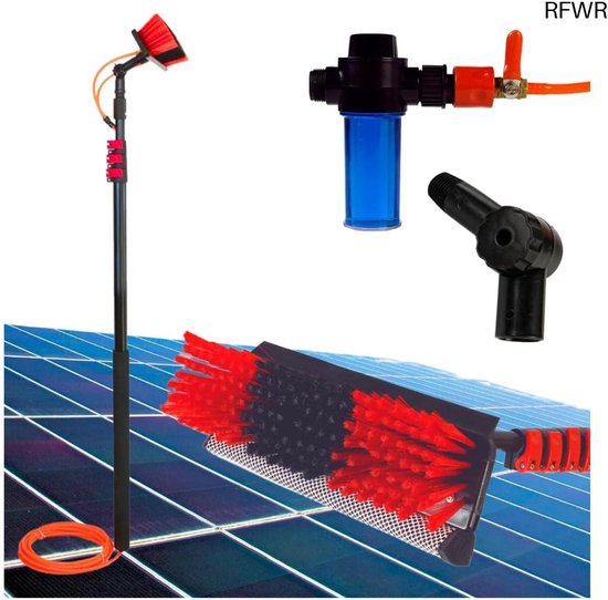 RFWR® Telescopische wasborstel tot 4.6 Meter - Wateraangedreven raamreinigingsset met zeepdispenser