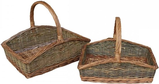 Rieten Trugs - Mandenset - Tuinieren Opbergen - Set van 2 - 40x30x15 cm - Natuurlijk