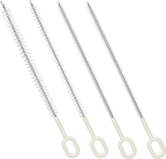 Rietje 4-pack, lange rietjesborstel 26 cm, met ophanglus voor rietjes, drinkflessen en bekerdeksels