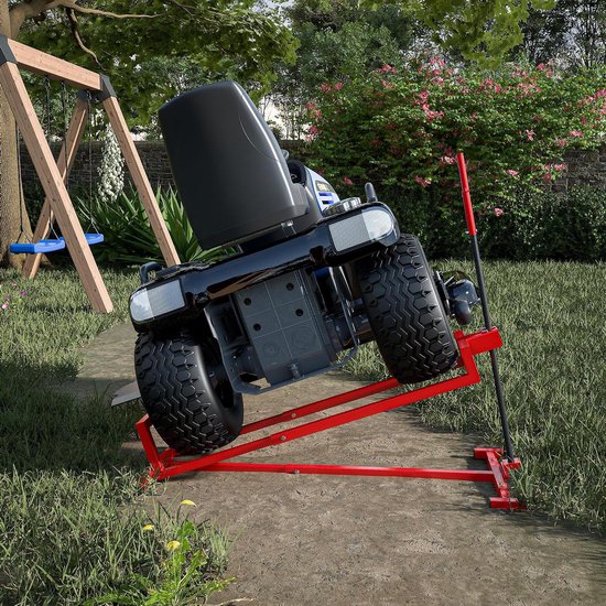 Rijmaaier Hefkrik - Onderhoudskrik Tuin - Maaiers Onderhouden - Stevig Staal Constructie - 800 Lbs Capaciteit - Rood