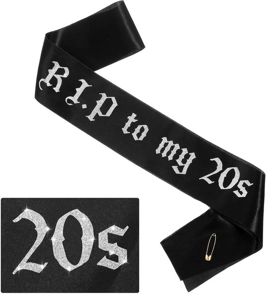 R.I.P to My 20s - Black Custom Sash voor Vrouwen - Verjaardagsdecoraties - Feestfavorieten - Prom Sash - Begrafenis EMO Party Accessoires van Merkloos	