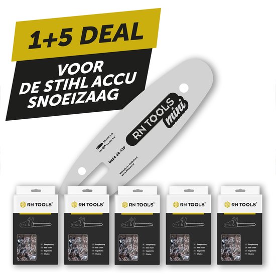 RNtools Zaagblad 10 cm 1/4 1.1 mm Mini - voor Stihl GTA accu snoeizaag + 5x zaagketting