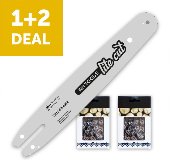 RNtools zaagblad LiteCut 30cm (o.a. Stihl) + 2x RNtools zaagketting 3/8 1.1mm 44 schakels van RNtools