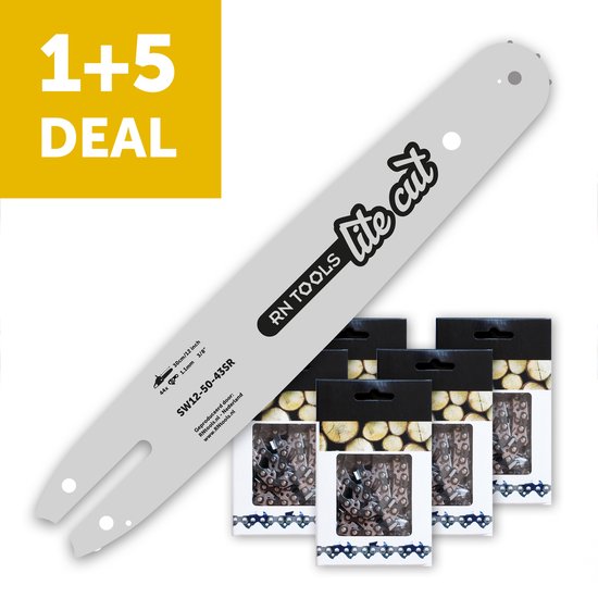 RNtools zaagblad LiteCut 30cm (o.a. Stihl) + 5x RNtools zaagketting 3/8 1.1mm 44 schakels van RNtools