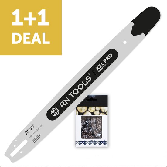 RNtools Zaagblad XXL Pro 63 cm met Vervangbaar Gelagerd Neusstuk voor de Kettingzaag (o.a. Stihl) + 1x RNtools Zaagketting 3/8 1.6mm 84 Schakels van RNtools