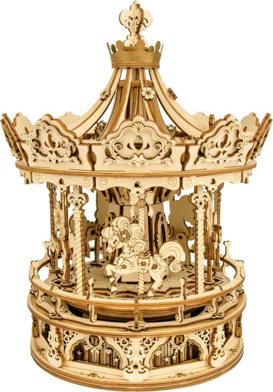 Robotime - Muziekdoos - DIY - 3D - Romantic Carousel - Houten Modelbouw van Robotime
