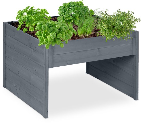 robotmaaier garage - 52,5 x 79 x 74 cm - met plantenbak - hout - grijs van Outsunny