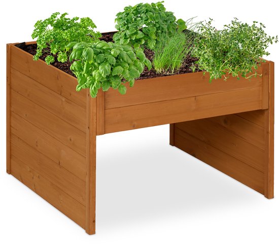 robotmaaier garage - 52,5 x 79 x 74 cm - met plantenbak - hout - oranje van Tectake