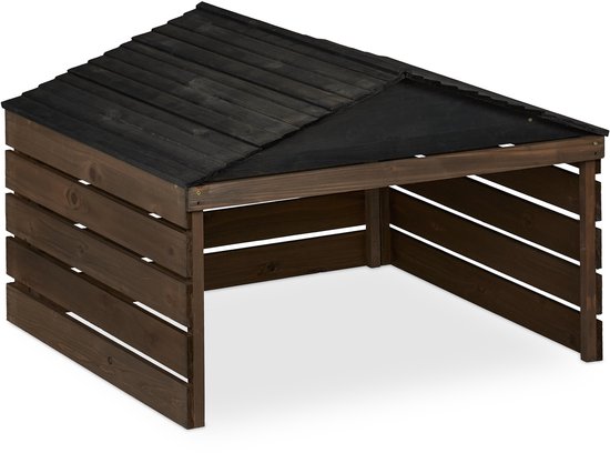 robotmaaier garage - 52,5 x 79 x 74 cm - zadeldak - hout - bruin van Merkloos	