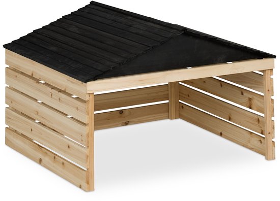 robotmaaier garage - 52,5 x 79 x 74 cm - zadeldak - hout van Merkloos	