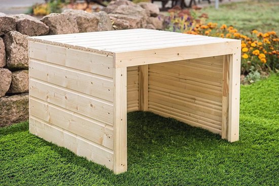 Robotmaaier Garage Carport van Hout - Weerbestendige Bescherming voor Grasmaaiers van Merkloos	