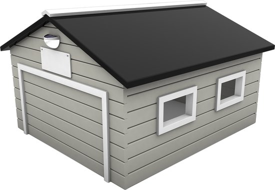 Robotmaaier garage Grijs Wit met automatische deur van Merkloos	