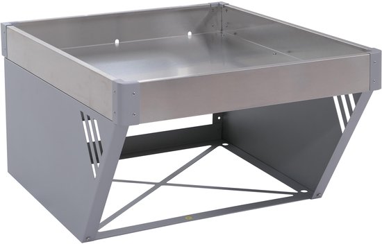 Robotmaaiergarage met plantenbak MCW-P41, dakoverkapping grasmaaier metaal 40x60x70cm ~ roestvrij staal, gegalvaniseerd grijs van Merkloos	