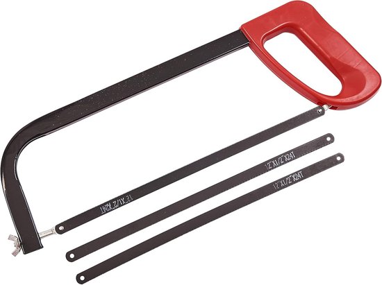 Robuuste 12-inch Beugelzaag met 3 Zaagbladen voor Diverse Klussen van Merkloos	