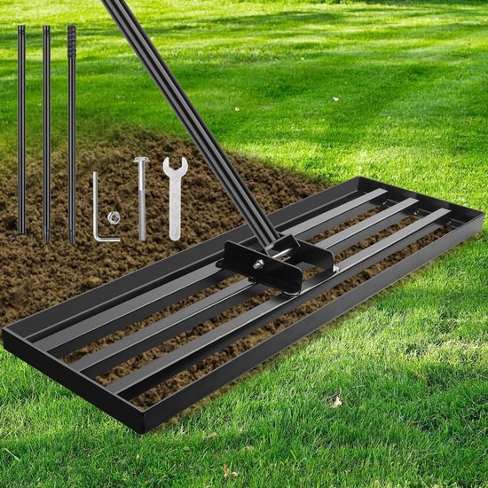 Robuuste Hark voor het Egaliseren van Grond, Verstelbare Handgreep, Tuin en Binnenplaats, 75 x 25 cm, Lengte 213 cm, Tuinaccessoire voor Efficiënt Werk