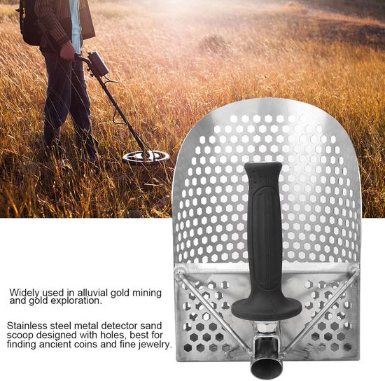 Robuuste Metalen Zandschep met Zeefgaten voor Strand, Metaaldetectie en Schatzoeken van Merkloos	