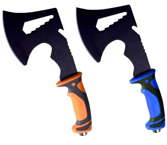Robuuste & Multifunctionele handbijl - Tomahawk - Foxter - 28CM - 284 gram - koordsnijder. Blauw of Oranje van Merkloos	