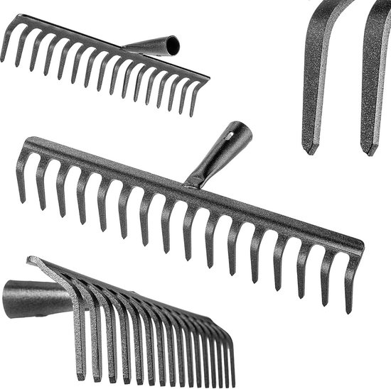 Robuuste Stalen Tuinhark zonder Steel - Bladhark voor Tuinonderhoud (16 Tanden) van Merkloos	