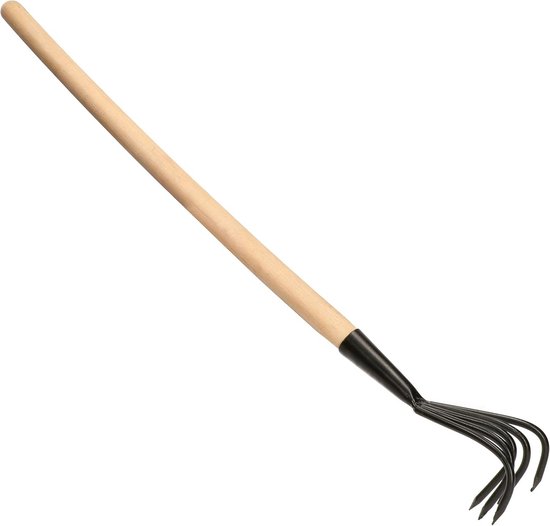 Robuuste Tuinaarde Vries met 5 Tanden en Houten Steel voor Grondbewerking van Vries